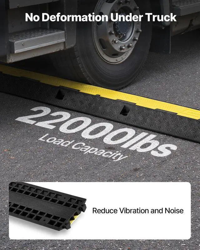 Alt view image 3 of 7 - Cable Protector Ramp, 1 Channel Heavy Duty 39.37'' Rubber Cord Hose Wire Cover, 2.76''W x 1.97''H Channel Size, Traffic Speed Bump with Flip-Open Top Cover, for Indoor Outdoor Use