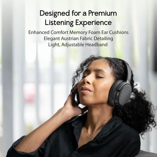 Alt view image 6 of 7 - Fokus Plus Hybrid Active Noise Cancelling Bluetooth Headset, 50H Playtime, with Headphone Stand Wirelessly Charges Your Headphones, Removable Boom Mic, Multipoint, Home Work Travel- Dusk Grey