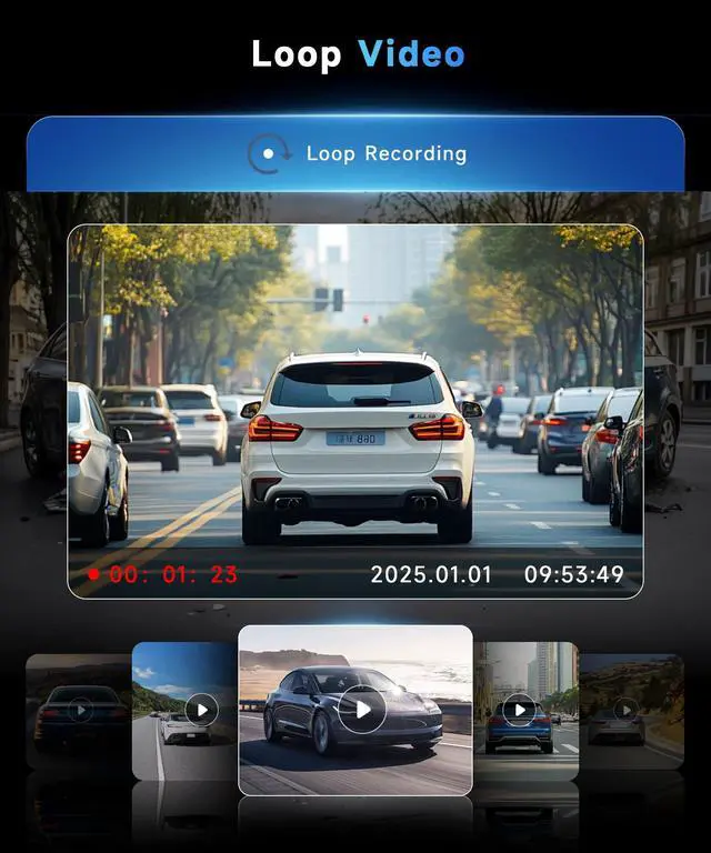 Alt view image 4 of 7 - 3 Channel Triple Dash Cam, 2.5K Front + 1080P Cabin Rear Car Camera Recorder, 3.16 Inch Screen with WiFi GPS, Low-Light Night Vision, G-Sensor, 24/7 Time-Lapse Parking Loop Recording
