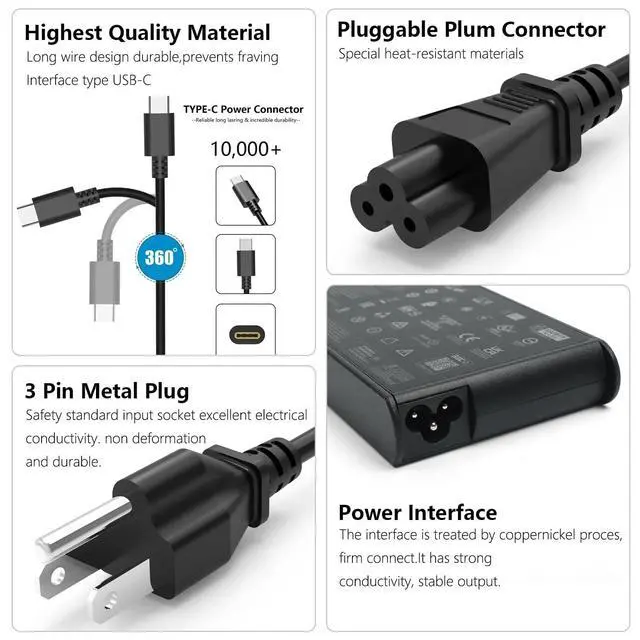 Alt view image 3 of 6 - 135W USB C Slim Laptop Charger Compatible with Lenovo ThinkPad P16s P14S | Z16 P16 P15S T14 E15 L14 AMD G1 T16 Series-T16 G1 G2 Gen 5 4 3 2 1 21BU ThinkBook 14P 14+ 13X G3 G4 4X21H27800 DL135YSDC3A