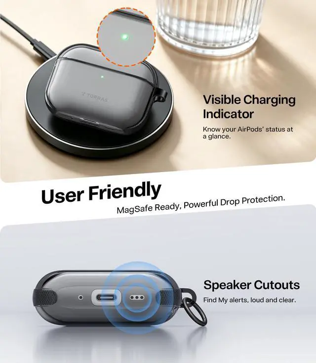 Alt view image 7 of 7 - A3 Neo for AirPods Pro 3 Case with Lanyard, 3rd Generation, Black | Anti-Yellowing Soft TPU, Protective Shockproof Cover, Slim Translucent, Wireless Charging, Keychain, Anti-Lost, LED Visible