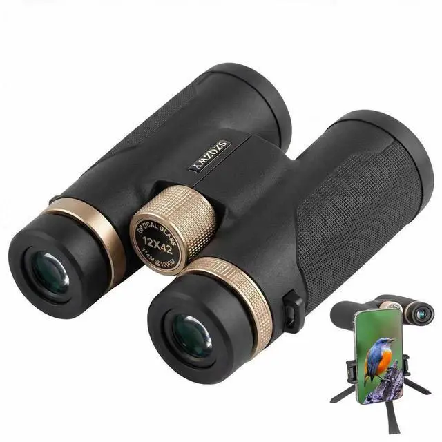 Main image of 12x42 HD Binoculars for Adults High Powered with Phone Adapter and Tripod, Super Bright Binoculars for Bird Watching HuntingHikingSafariTravelSportsConcert.Black