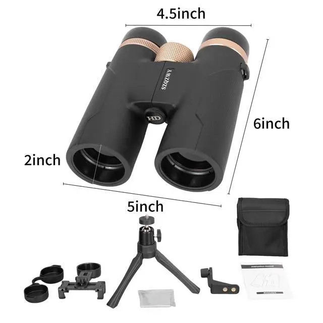 Alt view image 2 of 7 - 12x42 HD Binoculars for Adults High Powered with Phone Adapter and Tripod, Super Bright Binoculars for Bird Watching HuntingHikingSafariTravelSportsConcert.Black