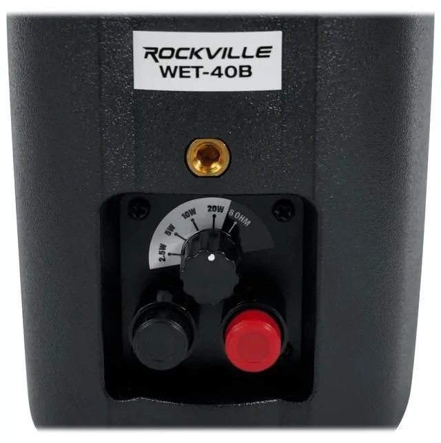 Alt view image 5 of 7 - WET-40B 4" 70V Commercial Indoor/Outdoor Wall Speakers Pair Black | IPX55 Rated, 360 Degree Swivel Bracket, Adjustable Tap, 70V or 8 Ohm, Waterproof Terminals, PEI Tweeter, Polypropylene Cone