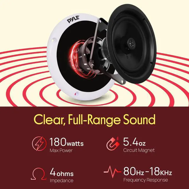 Alt view image 3 of 7 - Marine Speakers - 5.25 Inch 2 Way Waterproof and Weather Resistant Outdoor Audio Stereo Sound System with 180 Watt Power and Low Profile Slim Style - 1 Pair - PLMRS5W (White)