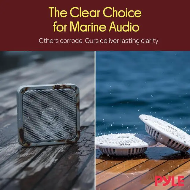 Alt view image 6 of 7 - Marine Speakers - 5.25 Inch 2 Way Waterproof and Weather Resistant Outdoor Audio Stereo Sound System with 180 Watt Power and Low Profile Slim Style - 1 Pair - PLMRS5W (White)
