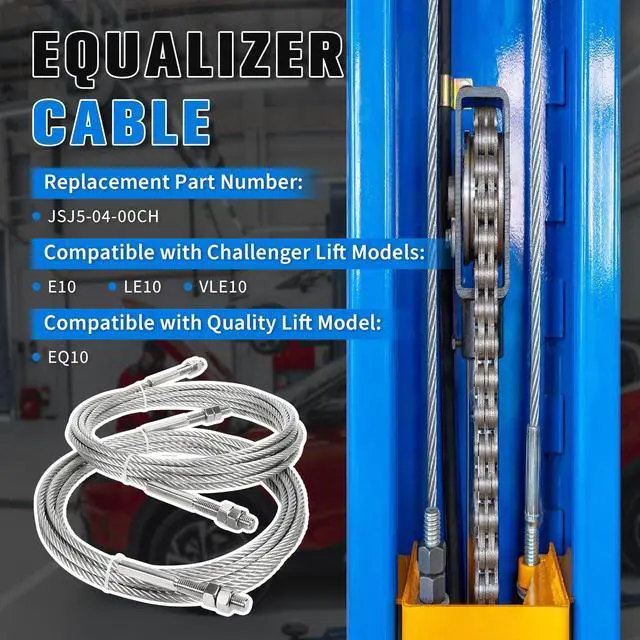 Alt view image 2 of 6 - JSJ5-04-00CH Lift Equalizer Cable 389 Compatible with Challenger Lift E10 LE10 VLE10,Quality Lift EQ10,Replacement Car Hoist Galvanized Steel Wire Rope 2 Sets