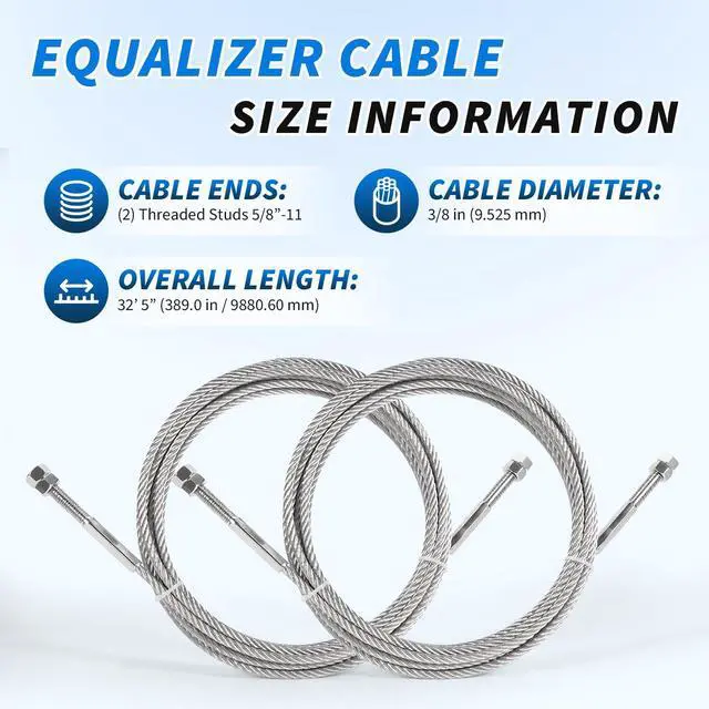 Alt view image 3 of 6 - JSJ5-04-00CH Lift Equalizer Cable 389 Compatible with Challenger Lift E10 LE10 VLE10,Quality Lift EQ10,Replacement Car Hoist Galvanized Steel Wire Rope 2 Sets