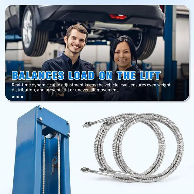 Alt view image 5 of 6 - JSJ5-04-00CH Lift Equalizer Cable 389 Compatible with Challenger Lift E10 LE10 VLE10,Quality Lift EQ10,Replacement Car Hoist Galvanized Steel Wire Rope 2 Sets