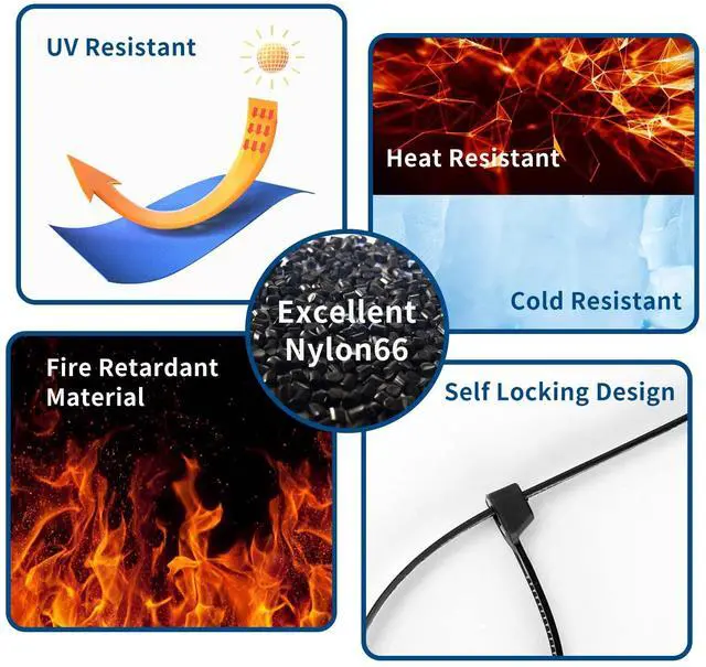 Alt view image 4 of 7 - Zcpotizi 8 Inch Heavy Duty Black Zip Ties 75 lbs bulk 0.23" width, 1000 Pack Cable Ties UV Resistant Industrial Self Locking 8" widthZipties Bulk Nylon Wire Tie Wraps Workshop Camping Outdoor Use
