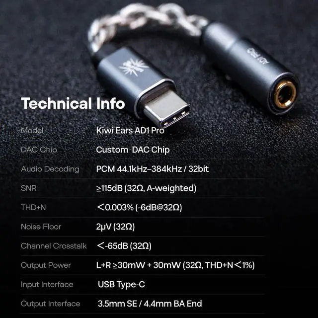 Alt view image 5 of 7 - Kiwi Ears AD1 Pro USB C DAC Adapter Cable, Custom DAC Chip | Official Web Customizable EQ Tuning, Ultra-Low Noise Portable IEM Amp for IEM Enthusiasts & Music Lovers, Type-C to 4.4mm