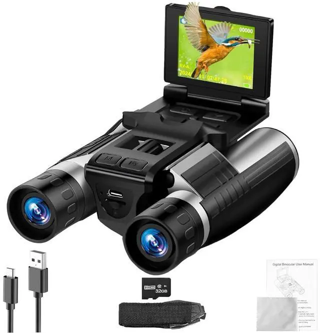 Main image of Digital Camera Binoculars 12x32 HD 2.4 Inch 8X Zoom 2.5K Video 48MP Photo | 2.4 Inch LCD Display 48MP photo, 2.5K video recording, 32GB memory card, great for bird watching, concerts