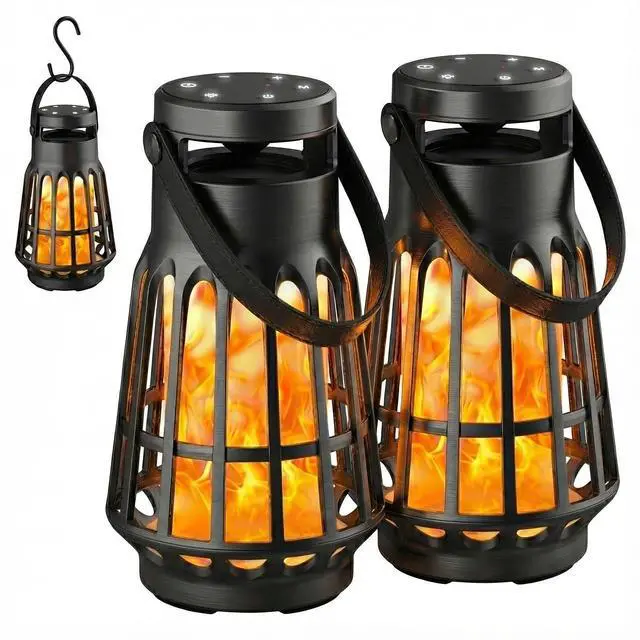 Main image of Outdoor Bluetooth Speaker with Flame Lights, Multi-Sync 200 Lantern Speakers Auto-Pairing HD Stereo, IPX6 Waterproof, Portable Wireless Speaker for Patio Party Gifts for Men & Women (2 PCS)