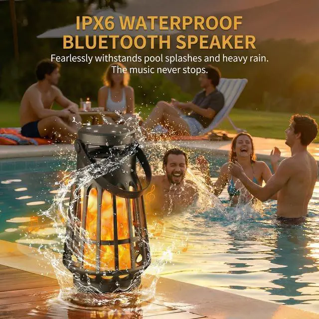 Alt view image 7 of 7 - Outdoor Bluetooth Speaker with Flame Lights, Multi-Sync 200 Lantern Speakers Auto-Pairing HD Stereo, IPX6 Waterproof, Portable Wireless Speaker for Patio Party Gifts for Men & Women (2 PCS)