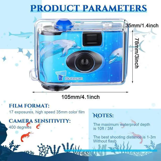 Alt view image 2 of 7 - 3 Pcs Disposable Camera Waterproof Underwater Single Use Film Camera 35 mm for Summer Beach Vacation Camp Snorkeling Trip Adult Teens Gift (Fresh Style)
