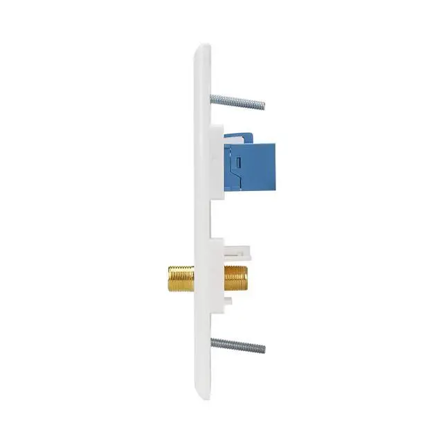 Alt view image 2 of 5 - Ethernet Wall Plate,Cat6 Gold-Plated Cable TV Coax F Type Port Wallplate White (5Pack) | Cable TV Internet Faceplate