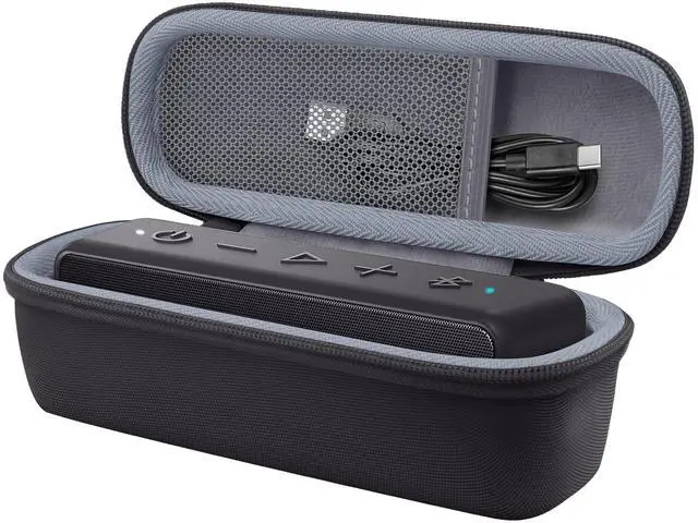 Main image of Hard Case for Anker SoundCore/2/Motion B Outdoor Speaker, Black | Space For Charging Cable, Soft Lining, Durable Zippered Shell, Mesh Pocket, Hard Protective Bag
