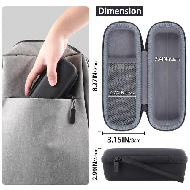 Alt view image 6 of 6 - Hard Case for Anker SoundCore/2/Motion B Outdoor Speaker, Black | Space For Charging Cable, Soft Lining, Durable Zippered Shell, Mesh Pocket, Hard Protective Bag