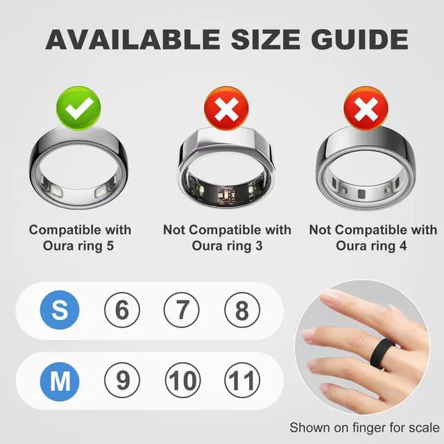 Alt view image 2 of 7 - Ring 5 CoverCompatible with Oura Ring Gen 5 Silicone Protector, Anti-Scratch Protective Case, Supports Charging Smart Ring Accessories for Men Women8 Pack Size S Fits 6/7/8