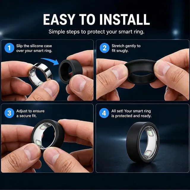 Alt view image 4 of 7 - Ring 5 CoverCompatible with Oura Ring Gen 5 Silicone Protector, Anti-Scratch Protective Case, Supports Charging Smart Ring Accessories for Men Women8 Pack Size S Fits 6/7/8