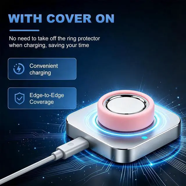 Alt view image 6 of 7 - Ring 5 CoverCompatible with Oura Ring Gen 5 Silicone Protector, Anti-Scratch Protective Case, Supports Charging Smart Ring Accessories for Men Women8 Pack Size S Fits 6/7/8