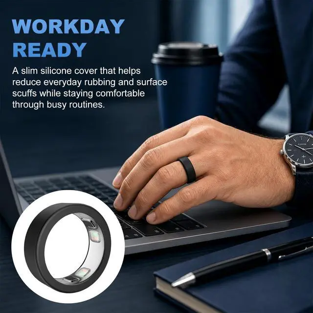 Alt view image 7 of 7 - Ring 5 CoverCompatible with Oura Ring Gen 5 Silicone Protector, Anti-Scratch Protective Case, Supports Charging Smart Ring Accessories for Men Women8 Pack Size S Fits 6/7/8