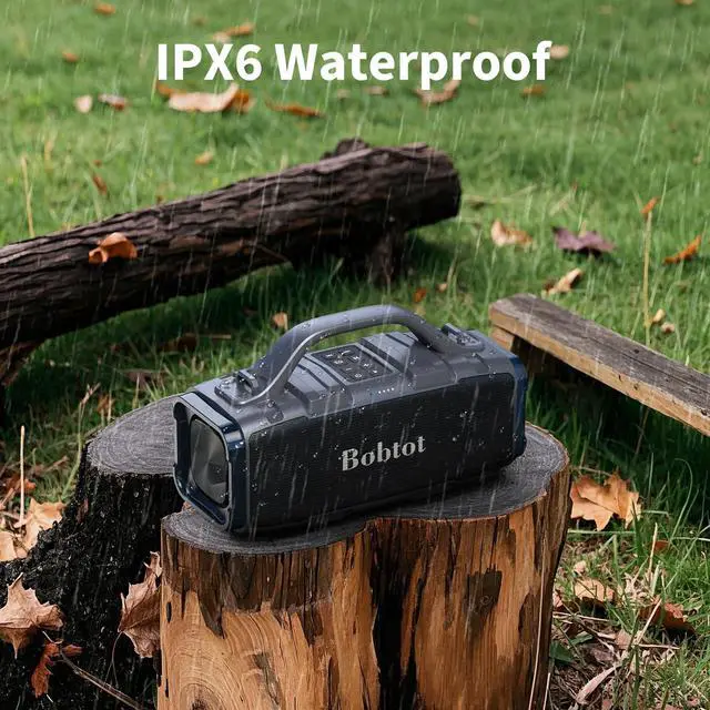 Alt view image 5 of 7 - Portable Bluetooth Speaker | 60W Peak IPX6 Waterproof, Handle Stereo Loud Sound, Deep Bass, 8800mAh Battery, TWS/TF/AUX/EQ Outdoor for Party Beach Camping