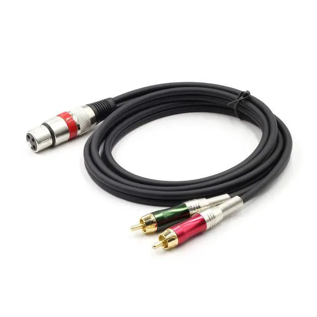 Alt view image 7 of 7 - XLR Female to 2 x Phono RCA Plug Adapter Y Splitter Patch Cable, XLR Female 3 Pin to Dual RCA Male Plug Stereo Audio Cable Connector(1.5 M/5FT)