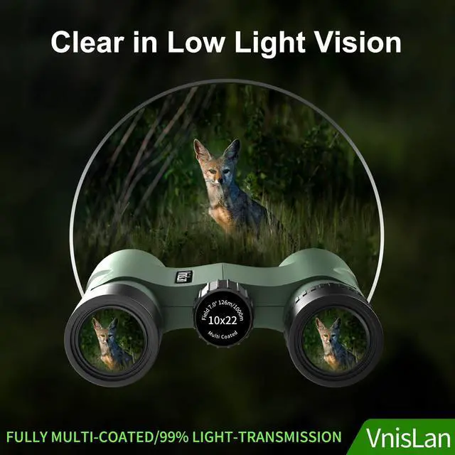 Alt view image 6 of 7 - 10x22 Compact Binoculars for Adults and Kids, Lightweight Pocket Binocular with 10mm Large Eyepiece & BAK4 Prism, Low Light Vision for Bird Watching, Travel, Hunting