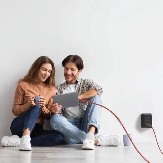 Alt view image 4 of 7 - PD USB Wall Charger Surge Protector, 5 Outlet, (Black) | Extender 2 USB C & 1 USBA Charging Ports, Fast Charge 3 Sided Power Strip Multi Plug Outlets Wall Adapter for Home Office