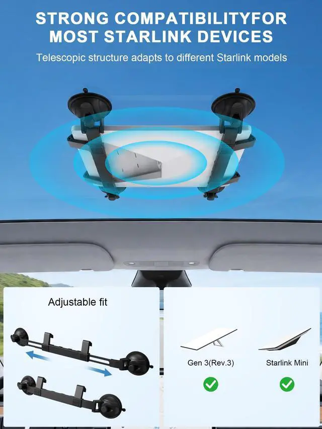 Alt view image 7 of 7 - Starlink Mini/Gen 3 Suction Cup Car Mount,Heavy Duty Roof & Window Vacuum Mount for RV SUV Truck Boat,Adjustable Vehicle Holder for Starlink Gen 3 Internet Dish,Tool-Free Installation-Black