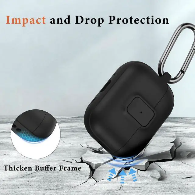 Alt view image 2 of 7 - for AirPods Pro 3 Case, Compatible with Apple AirPods Pro 3rd Generation Case (2025), Two-Tone Effect, with Safety Lock & Carabiner, Black