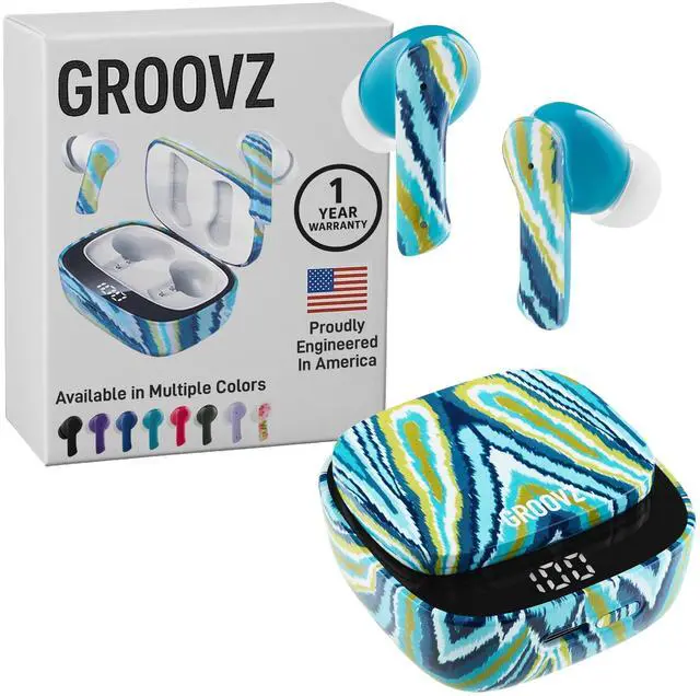 Main image of True Wireless Earbuds with Charging Case - Designed and Engineered in The USA - IPx4 Water Resistant Bluetooth Earbuds Compatible with Apple and Android - 27Hrs Battery Life - Peacock