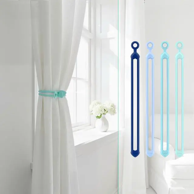 Alt view image 7 of 7 - 48 Pcs Silicone Cable Ties Reusable small cord wrap ties silicone Cable Organizer Elastic Zip Straps Adjustable Electronic Organizer for school teacher Office Desk gift(Gradient Blue,3 Sizes)