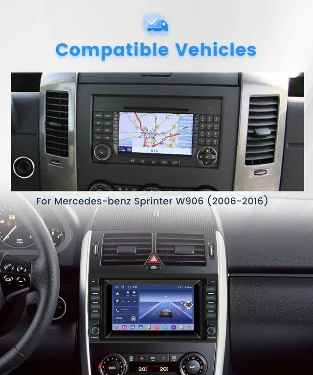 Alt view image 2 of 7 - Android 13 Car Stereo for Mercedes-Benz Sprinter W906 2006-2016 with Physical Buttons & Dual Knobs, Wireless CarPlay & Android Auto, 7 Inch Touchscreen Radio with Backup Camera, GPS, SWC