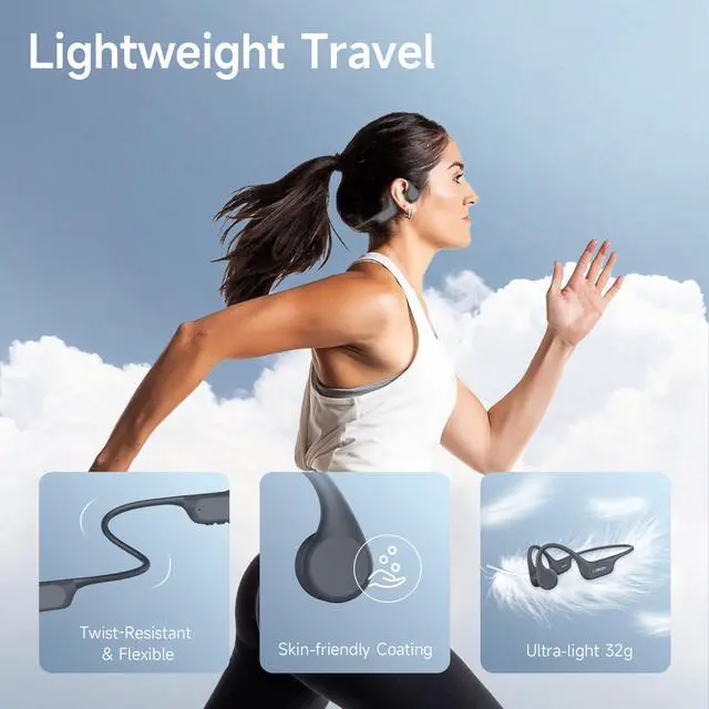 Alt view image 6 of 6 - Bone Conduction Swimming Headphones IP68 Waterproof MP3 32G Memory | Bluetooth 5.4, 10 Hours Playtime, Secure Fit, Underwater Open Ear Earbuds for Surfing, Running, Cycling