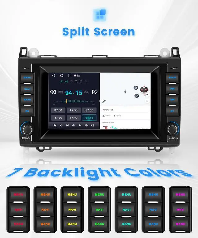 Alt view image 6 of 7 - Android 13 Car Stereo for Mercedes-Benz Sprinter W906 2006-2016 with Physical Buttons & Dual Knobs, Wireless CarPlay & Android Auto, 7 Inch Touchscreen Radio with Backup Camera, GPS, SWC