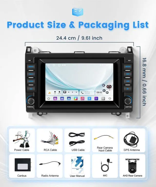 Alt view image 7 of 7 - Android 13 Car Stereo for Mercedes-Benz Sprinter W906 2006-2016 with Physical Buttons & Dual Knobs, Wireless CarPlay & Android Auto, 7 Inch Touchscreen Radio with Backup Camera, GPS, SWC