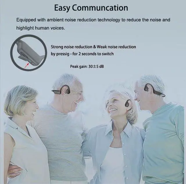 Alt view image 4 of 7 - Bone Conduction Hearing Headsets for Daily Conversation | Wireless Open Ear Listening Headphones with Microphone Sound Pickup Long working Hours