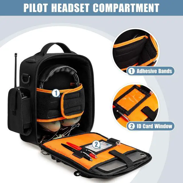 Alt view image 2 of 7 - Pilot Headset Bag, Aviation Headset Case, Bag Only | Pilot Bag with Top handle and Detachable Shoulder Strap for Aviation Headset, Kneeboard, iPad and More, Patent Design
