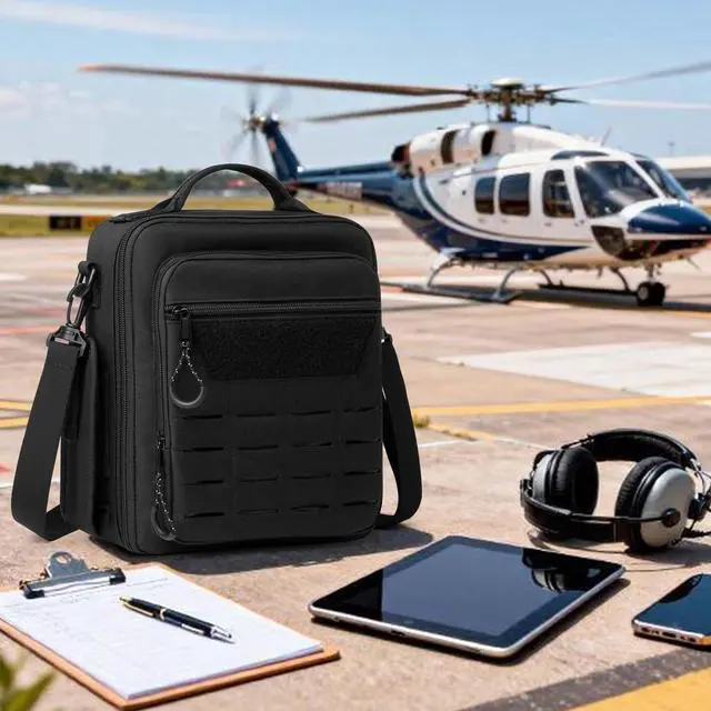 Alt view image 7 of 7 - Pilot Headset Bag, Aviation Headset Case, Bag Only | Pilot Bag with Top handle and Detachable Shoulder Strap for Aviation Headset, Kneeboard, iPad and More, Patent Design
