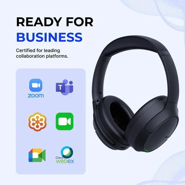 Alt view image 7 of 7 - YealinkBH78 Wireless Bluetooth Headset with Charging Stand USB-C/A Active Noise Cancelling Over Ear Headphones (1208731)