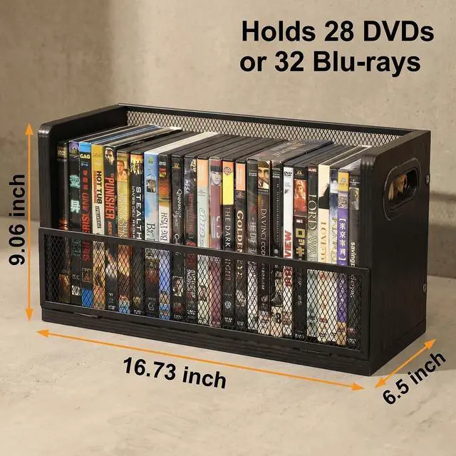 Alt view image 2 of 7 - DVD Storage Rack - 2 Pack, Holds 56 DVD Cases or 64 Blu-ray Cases | Desktop/Closet DVD/Blu-ray Rack, Space-saving, Holds Game Cases/Papers/Cards, Sturdy Metal, Compact