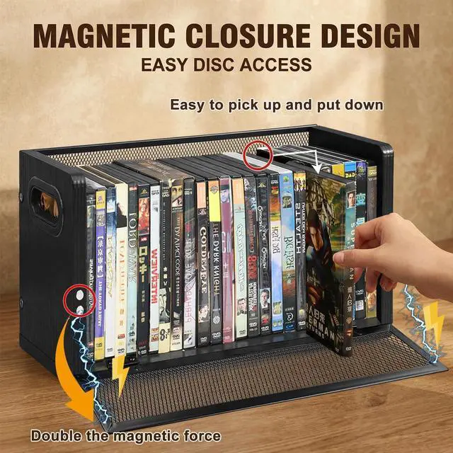 Alt view image 4 of 7 - DVD Storage Rack - 2 Pack, Holds 56 DVD Cases or 64 Blu-ray Cases | Desktop/Closet DVD/Blu-ray Rack, Space-saving, Holds Game Cases/Papers/Cards, Sturdy Metal, Compact