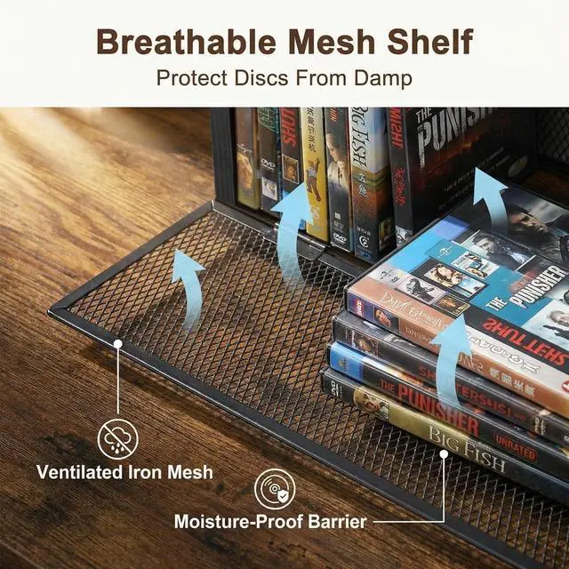 Alt view image 6 of 7 - DVD Storage Rack - 2 Pack, Holds 56 DVD Cases or 64 Blu-ray Cases | Desktop/Closet DVD/Blu-ray Rack, Space-saving, Holds Game Cases/Papers/Cards, Sturdy Metal, Compact