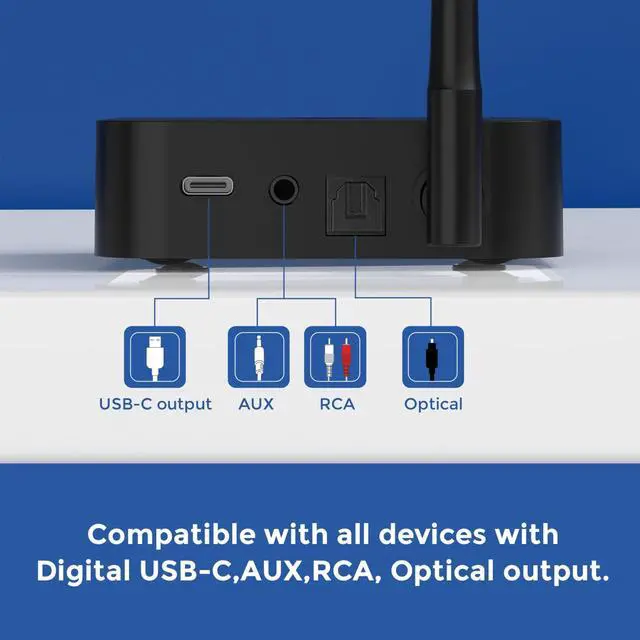 Alt view image 7 of 7 - Wireless TV Headphones with Transmitterfor Seniors,Optical,RCA,AUX,USB,BK | 2.4GHz wireless TV headphones with 22ms low delay,dual-link phone sync,individual volume control,and universal compatibility