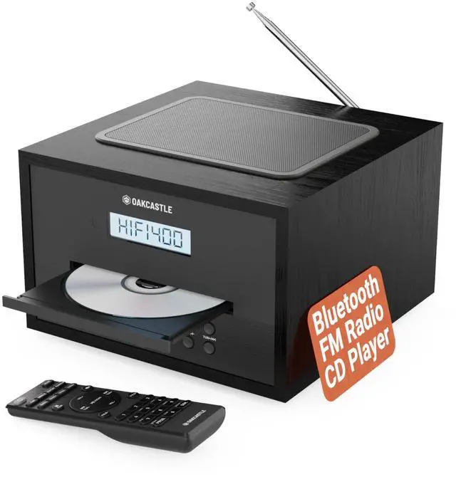 Main image of Home Stereo System with CD Player Bluetooth & Radio | 40W FM Radio, Solid Wood Build, and 30 Presets | Multi Format Support, CD Player for Home, Compact Music System | Hifi400