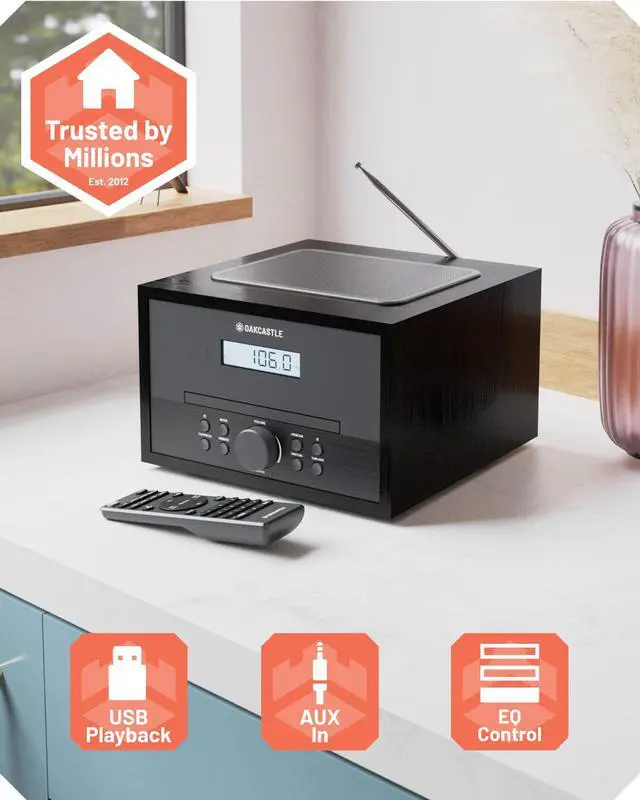 Alt view image 5 of 7 - Home Stereo System with CD Player Bluetooth & Radio | 40W FM Radio, Solid Wood Build, and 30 Presets | Multi Format Support, CD Player for Home, Compact Music System | Hifi400