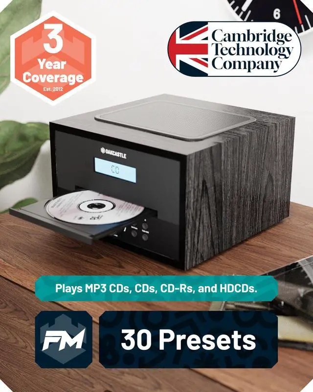 Alt view image 3 of 7 - Home Stereo System with CD Player Bluetooth & Radio | 40W FM Radio, Solid Wood Build, and 30 Presets | Multi Format Support, CD Player for Home, Compact Music System | Hifi400