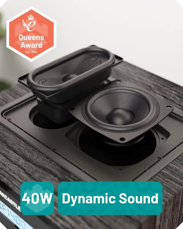 Alt view image 4 of 7 - Home Stereo System with CD Player Bluetooth & Radio | 40W FM Radio, Solid Wood Build, and 30 Presets | Multi Format Support, CD Player for Home, Compact Music System | Hifi400